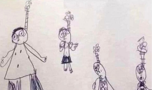 Kind malt 'Familienbild' – Lehrerin beruft sofort eine Krisensitzung ein, als sie Zeichnung sieht